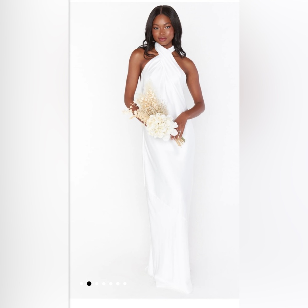Show me your Mumu Jasmine Halter Maxi - Ivory Satin